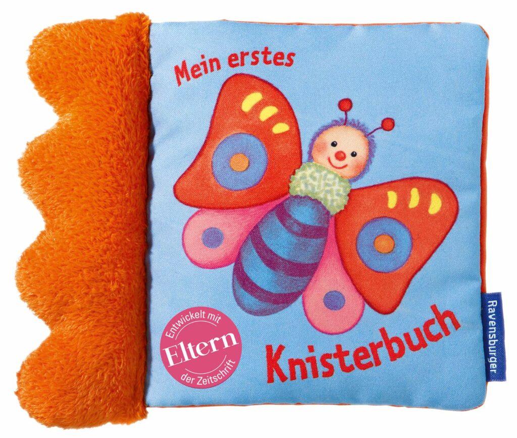 Ein Knisterbuch ist ein von mir unbedingt empfohlenes Babyspielzeug.